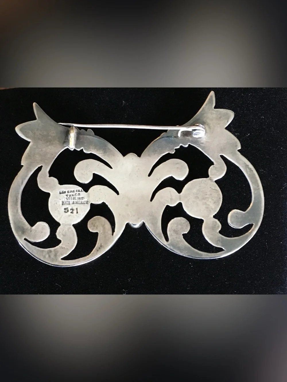 Vintage Los Castillo Taxco Silver Scroll Brooch - Silver 521